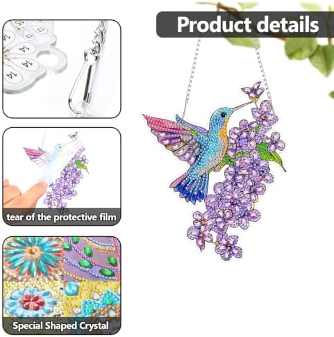 AIBOERL Diamond Art Kits for Adults,Hummingbird Acrylic Hanging Suncatcher