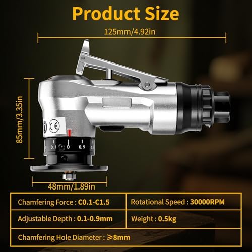 Pneumatic Chamfer Tool, 30000 RPM Air Chamfer Tool with 8C & 6R Blades