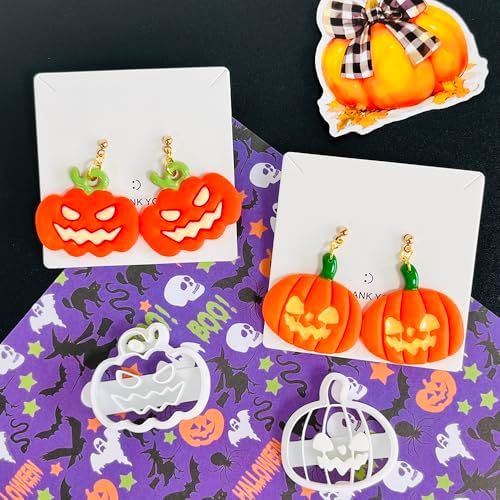 Xaekicr Halloween Polymer Clay Cutters Set – 8pcs Halloween Clay Cutters for Polymer Clay Jewelry, Clay Earring Cutters and Molds – Pumpkin, Tombstone, Witch Hat Clay Tools for DIY Crafts