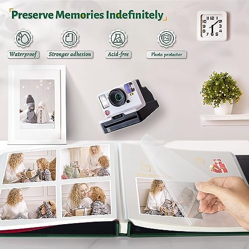 Artfeel Photo Album Self Adhesive Scrapbook,120 Pages Large Photo Book for 4x6,5x7,8x10 Pictures,DIY Album for Baby Wedding Family Travel Birthday,with Metallic Pen and Scraper