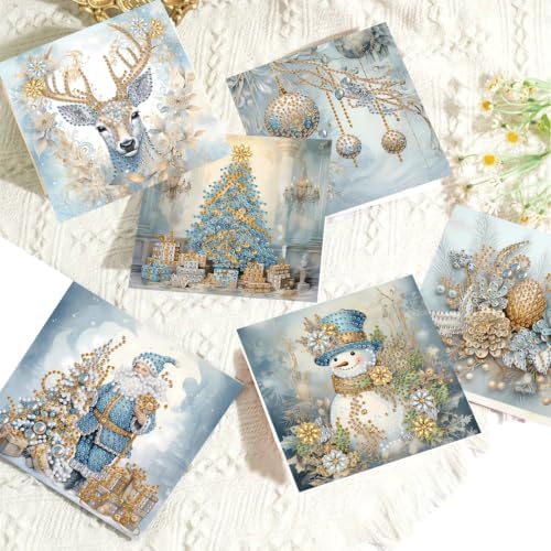DDGYP 6 Pack Christmas Diamond Art Cards for Adults with Envelopes