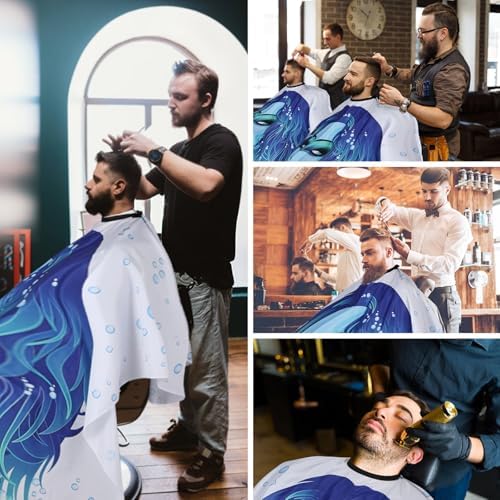 Professional Hair Cutting Cape with Neck Duster Brush, Large Size Salon Barber Cape for Men, Women and Kids (Girls)