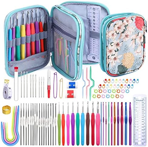 Mayboos 96 Pack Crochet Hooks Set, Ergonomic Crochet Hooks Weave Yarn Kits