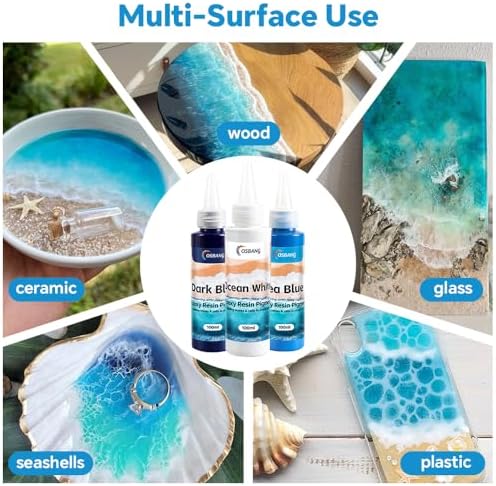 Sea Blue Epoxy Resin Pigment 100ml/3.4 fl.oz, High Concentration Liquid Colorant for Resin Art, Ideal for Creating Waves, Cells, and Unique Ocean DIY Crafts