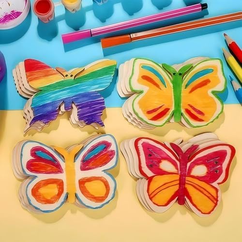Wooden Butterfly Decorations, 10 pcs Blank WoodNot Yet Completed3.5 x 2.6 in Used for Painting and Decoration DIY Technology, Hanging skrnrhrery