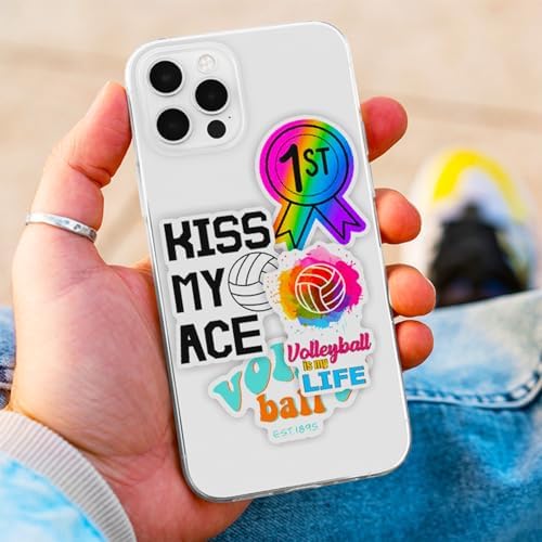 DothRayan Volleyball Stickers Pack, 100PCS Vinyl Waterproof Volleyball Sports Stickers for Water Bottle, Volleyball Sticker Gifts for Kids Teens Adult Team Players Coach