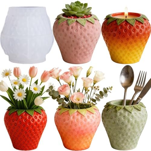 Strawberry Epoxy Resin Molds, Fruit Candle Holders Silicone Molds