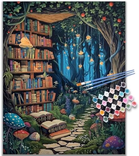 Kalonyth Book Tree Paint by Numbers Kit for Adults, 16x20 inch, No Framed
