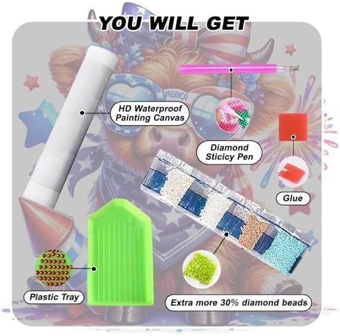 GOUOYANA Highland Cow Diamond Art Kits for Adults Cow Diamond Painting Kits