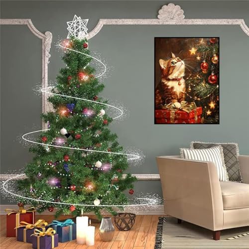 ijbnhd Christmas Cat Diamond Art Kits for Adults