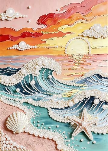 5D Diamond Art Kits for Adults Beginners, Wave Pearl Diamond Painting Kits