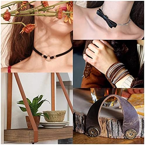 GORGECRAFT 197 Inch 10mm Black Flat Genuine Leather Cord Leather String Full Grain Cord Lace Cowhide Leather Strips for Jewelry Making DIY Craft Projects Belts Keychains