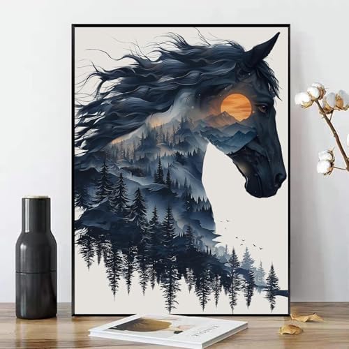 xcemhil Horse Paint by Numbers Kit for Adults, Horse Painting by Numbers, Adult Paint by Number Kits Suitable for Gifts and Interior Decor 16x20 Inch