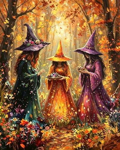 Arttoplus Halloween Paint by Numbers Kit for Adults Beginner 16x20in, Witch