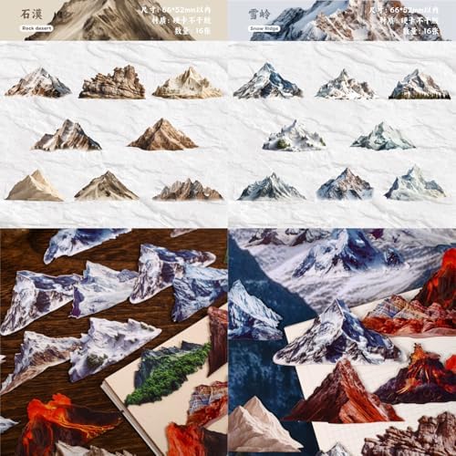 96 Pcs Realistic Mountain Nature Stickers for Junk Journaling