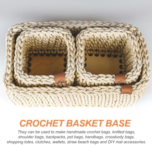 PATIKIL 12 x 12 Inch Crochet Basket Base, 4 Pcs Basket Bottoms Square Wood Base Shaper Bag Making Supplies Weaving Knitting Kit for Crochet Shoulder Bag Handbag Purse Craft