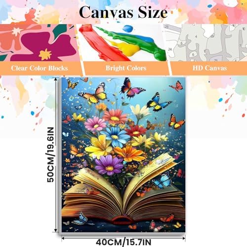 Artykapby Paint by Numbers kit for Adults Butterflies and Books16x20 inch