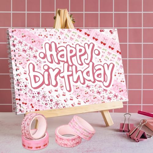 JarThenaAMCS 12 Rolls Pink Bow Washi Tape Cherry Bowknot Decorative Masking Tape Set Coquette Wrapping Paper Tapes for Valentine's Day Scrapbook Journal DIY Art Crafts