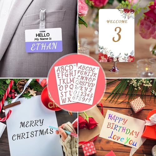 36 Pieces Letter Stencils, 4 x 7 Inch Alphabet Stencil Reusable Plastic Numbers Symbol Templates Kit for Painting on Wood, Canvas, Fabric, Rock, Chalkboard, Sign, DIY Art Projects(Letter)