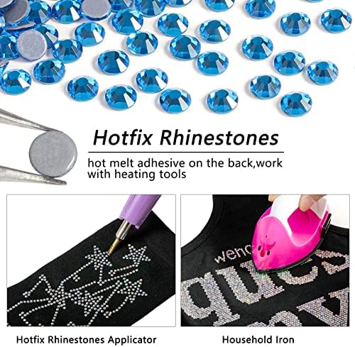 Beadsland Hotfix Rhinestones Bulk, Capri Blue, SS10, 14400pcs