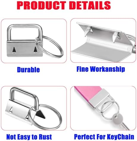 Key Fob Hardware Set, 4 Color（Gold Silver Black Bronze）, 1 Inch, 60 pcs with Pliers Tool,Lanyard Keychain Hardware, Glass Running Pliers with Jaws, Wristlet Clamp Hardware Supplies
