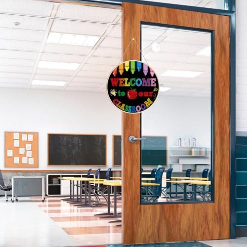 Large Welcome Sign for Classroom Decoration Crafts Hanging to Paint DIY Blank Unfinished Back to School Door Wreath for Front Door Wall Signs Welcome to Our Class Signs for Teacher Supplies