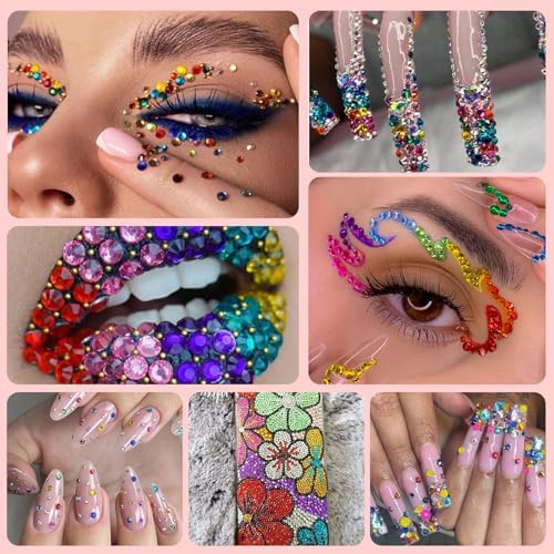Canvalite 40000Pcs 40 Colors Jelly Rhinestones for Bedazzling, 3mm Multicolor Resin Flatback Gems for Diamond Art, Bedazzler Kit with 3Pcs 10ml B7000 Jewelry Glue for Crafting Book Shoes Nail Art