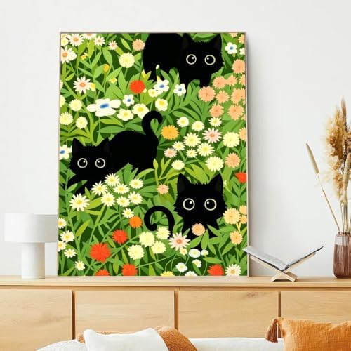 xcemhil Black Cat Paint by Numbers Kit for Adults Beginner, Paint by Numbers for Adult, Acrylic Paint by Number Kits Suitable for Home Wall Art Decor Gifts 16x20 Inch