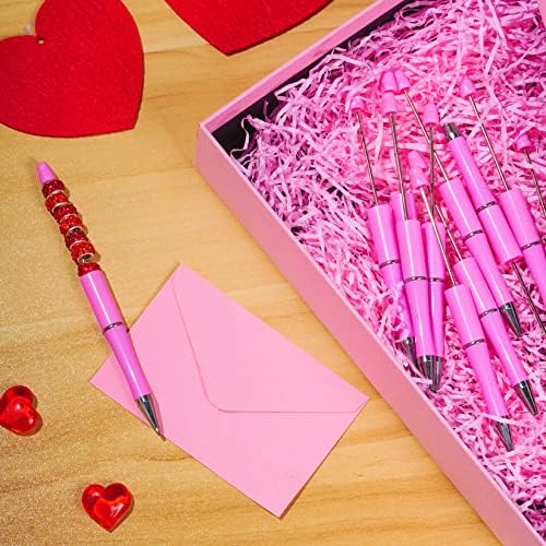 jiebor 30Pcs Pink Beadable Pens Beaded Ballpoint Pens Bulk for DIY Writing