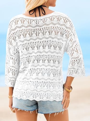 Saodimallsu Womens Crochet Cover Up Sweater Tops