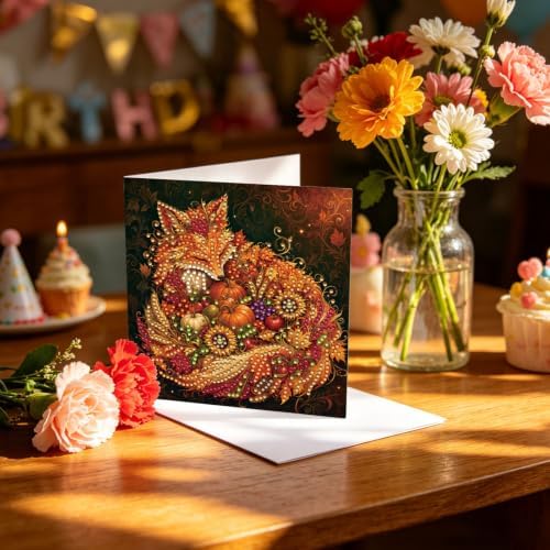 POETRYDRAW DIY Diamond Art Painting Greeting Card Kit, Creative Craft Set for Card Making，Autumn Harvest