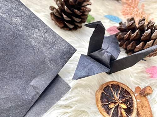 A4 Mulberry Paper 50 Sheets, Natural Fiber Mulberry Paper for Card Making, Watercolor, Calligraphy, Origami, Scrapbooking, Bookbinding & DIY Crafts (Black, A4)