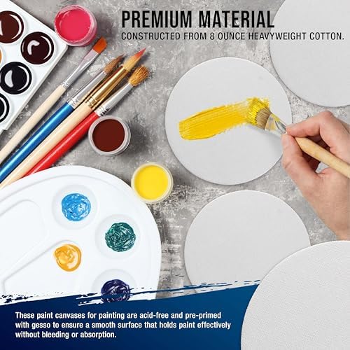 U.S. Art Supply Mini Magnetic Canvas Panels, 24 Pack, 4 Inch Round