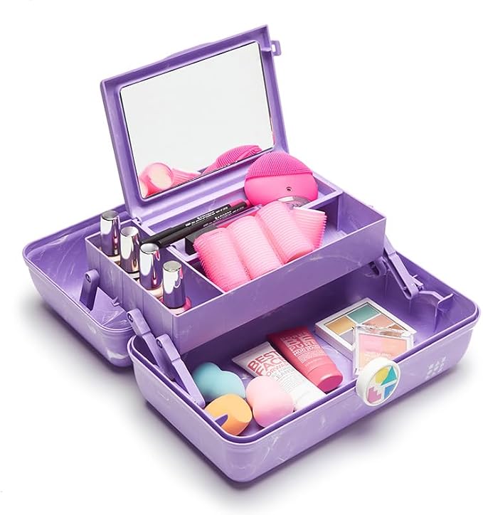 Caboodles On-The-Go Girl Retro Case, Lavender Marble, 13x8x5.75 Inch (Pack of 1)