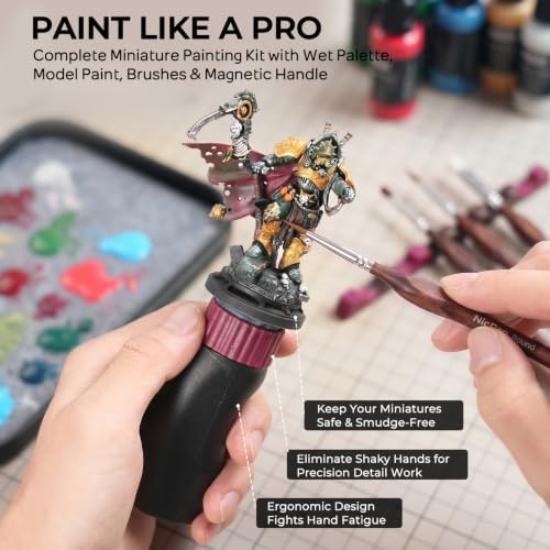 Nicpro All-In-One Miniature Painting Kit with 72 Model Paints & Wet Palette