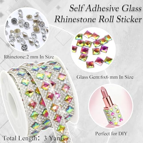 Mix Color Glass Gems Rhinestone Ribbon 1 CM Wide Rhinestone Strip