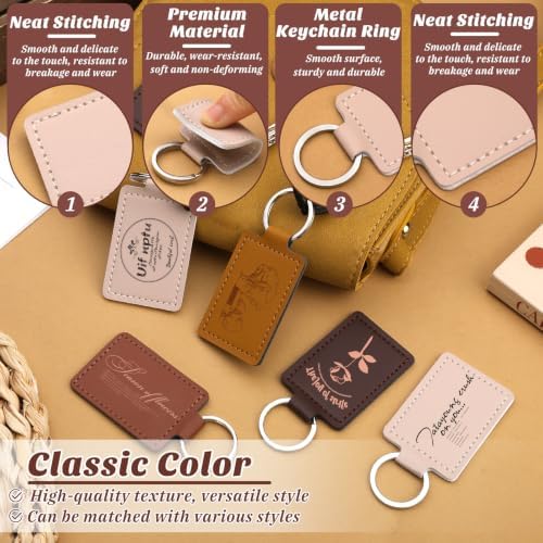 10 Pcs Leather Key Fob, Rectangular Laser Engraving Blanks Keychain Blanks