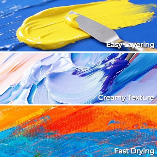 Nicpro 8 Primary Colors Acrylic Paint Set(4 oz, 120 ml), Rich Pigment | Non Toxic Craft Paint for Multi Surface Canvas, Wood, Ceramic, Rock, Fabric, Art Painting Supplies for Beginner Artist Adult