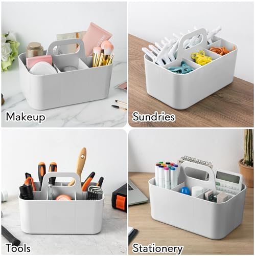 Tiawudi Multipurpose Caddy Organizer, Plastic Caddy with Handle, Stackable Desk Organizer for Stationery, Marker and Pencil, Office Supplies Organizer, Dorm Caddy (Pack of 2)
