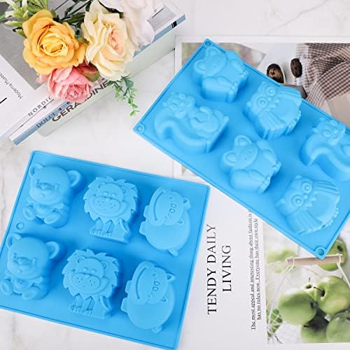 Beasea Animal Soap Molds, 2 Pack Large 3D Silicone Mat Chocolate Cake Candy Cookie Baking Making Clay Ice DIY Hard Resin Gummy Cube Tray Set Decoration Handmade Craft Bear Shape