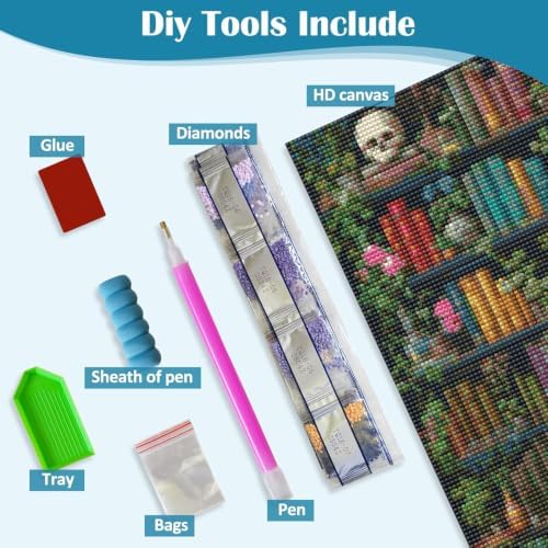 WNPOKN Bookshelf Diamond Art Kits for Adults 12 x 16inch