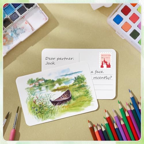 Prudiut 100 Pack Watercolor Postcards 4x6 In, 140Lb/300Gsm