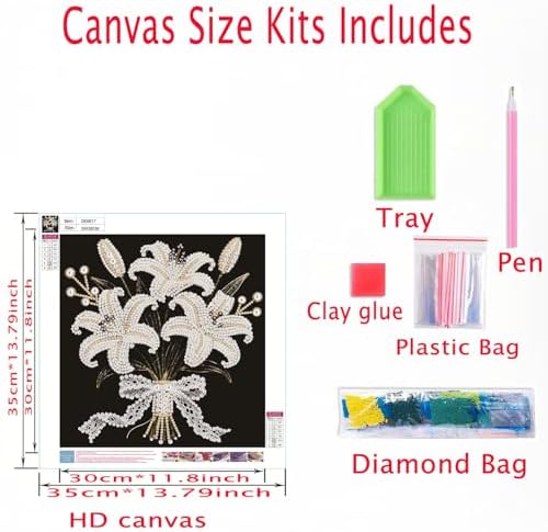 DIYBEADDOT Lily Pearl Painting Kits for Adults,5D Diamond Art Pearl Painting Kits for Beginner,DIY Crystal Rhinestones Diamond Painting for Home Wall Decoration 11.8 X 11.8 inch