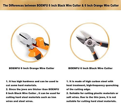 6" Wire Cutters Heavy Duty Diagonal Pliers for Cutting Wires Craft | Side Cutters for Artificial Flowers, Crafting, Chicken Wire, Orange