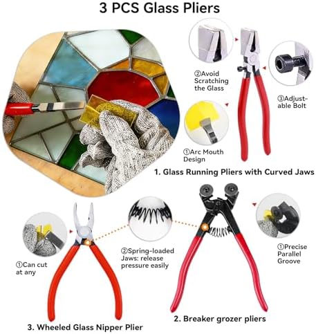 Ecoofor Stained Glass Starter Kit, Complete Stained Glass Making Kit with 100W Soldering Iron, Glass Cutter Tools, Diamond Cutter Set & Instructions for DIY Crafts, Stained Glass Kits for Adults