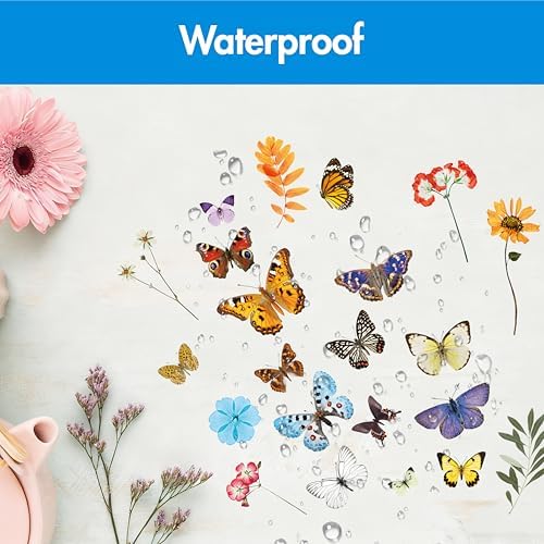 1990 PCS PVC Flower & Butterfly Stickers, Self-Adhesive Nature Floral Stickers for Scrapbook, Laptop, Journal, DIY Project, Spring-Themed Party Decors