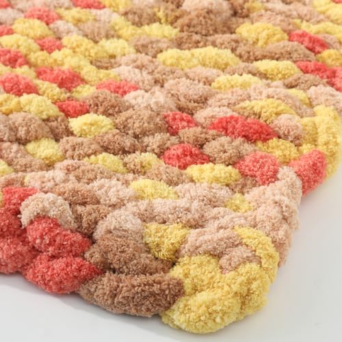 Chunky Yarn for Hand Knitting, No7 Thick Yarn, 250Grams 32Yards, Pack of 4, Perfect for Knitters and Crafters (Grapefruit)