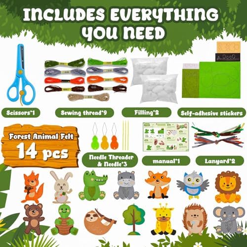 Garma Sewing Kits for Kids Animal Felt Craft Kit for Kids Ages 5-8 8-12
