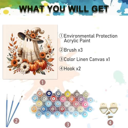 Halloween Paint by Numbers Kit for Adults,Ghost DIY Oil Painting 14x14In
