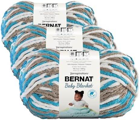Bernat Baby Blanket BB Little Royales Yarn - 3 Pack of 10.5oz/300g - Polyester - #6 Super Bulky - 220 Yards - Knitting/Crochet